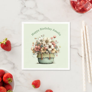 Blumen in einem Topf Cozy Shabby Süße Geburtstag Serviette