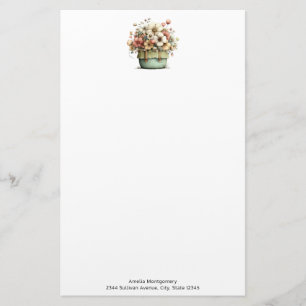 Blumen in einem Topf Gemütlich Shabby Cute Briefpapier