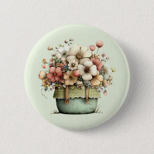 Blumen in einem Topf Gemütlich Shabby Cute Button