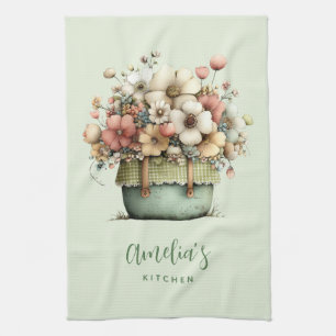 Blumen in einem Topf Gemütlich Shabby Cute Geschirrtuch