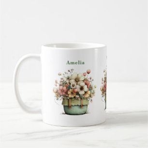 Blumen in einem Topf Gemütlich Shabby Cute Kaffeetasse