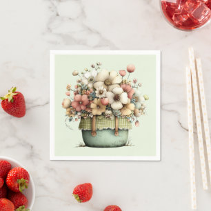 Blumen in einem Topf Gemütlich Shabby Cute Serviette