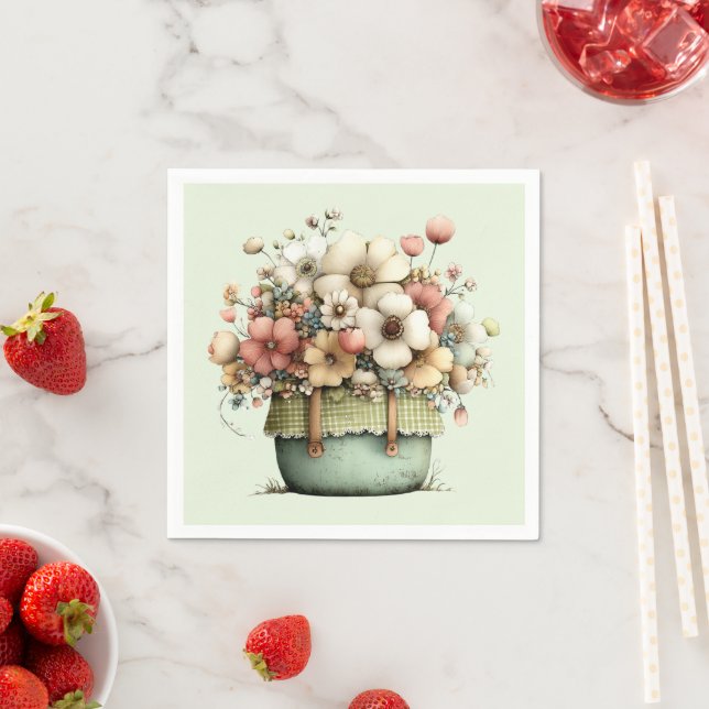 Blumen in einem Topf Gemütlich Shabby Cute Serviette (Beispiel)