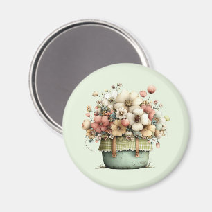 Blumen in einem Topf gemütlich shabby süß Magnet