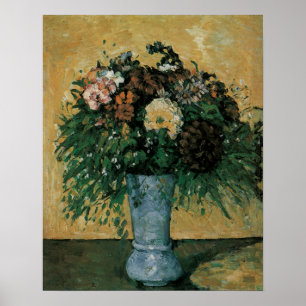 Blumen in einer blauen Vase von Paul Cezanne Vinta Poster