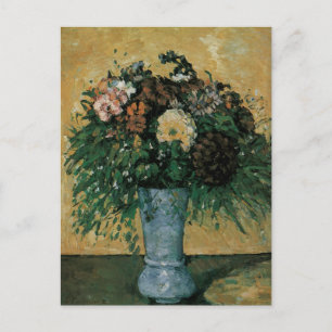Blumen in einer blauen Vase von Paul Cezanne Vinta Postkarte