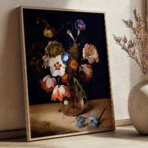 Blumen in einer Glasvase von Dirck de Bray Vintage Poster