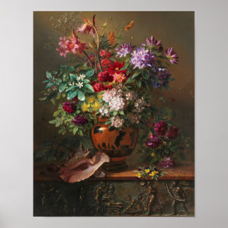 Blumen in einer griechischen Vase von J.J. van Os Poster