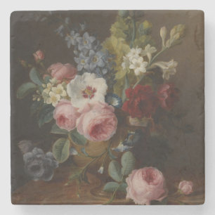 Blumen in einer Vase auf einem Marmorsims Steinuntersetzer