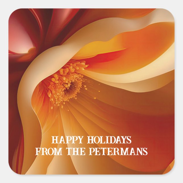 Blumen in Rot Quadratischer Aufkleber (Vorderseite)