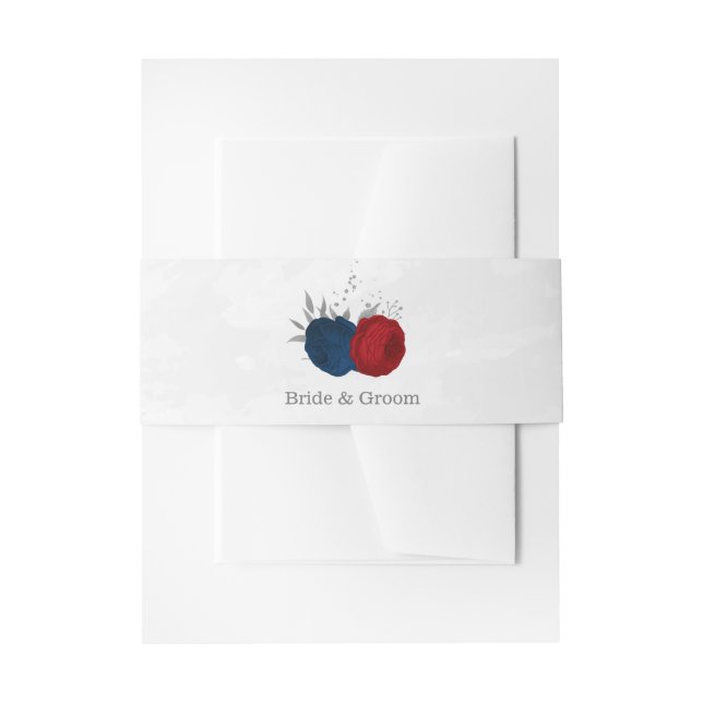 Blumen in Rot- und Marineblau Einladungsbanderole (Vorderseite Beispiel)