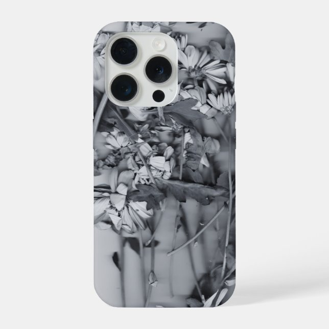 Blumen in Schwarz und Weiß iPhone Hülle (Rückseite)