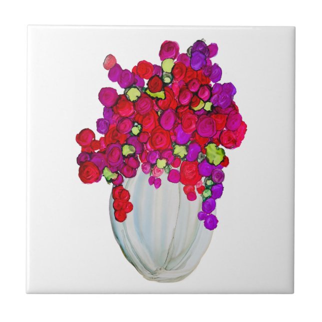 Blumen in Vase Fliese (Vorderseite)