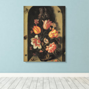 Blumen in Vasen, Vintage Barock Blumenvase Stillle Leinwanddruck