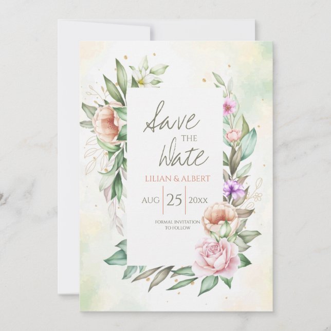 Blumen in weichen Farben Save the Date (Vorderseite)