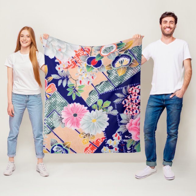 Blumen, Japanisches Design Fleecedecke (Beispiel)