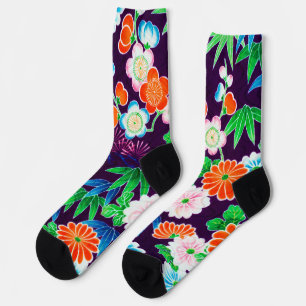 Blumen, japanisches Design Socken