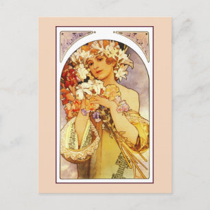 Blumen, Jugendstil Alphonse Alfons Mucha Postkarte