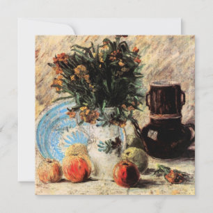 Blumen, Kaffeekanne und Früchte von Vincent van Go