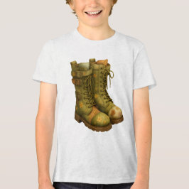 Blumen-Kampfstiefel – Cottagecore Vintage-Stil Tri-Blend Shirt