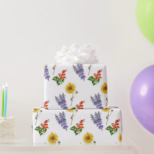 Blumen Kardinalblume Lavendel Sonnenblumen Muster Geschenkpapier