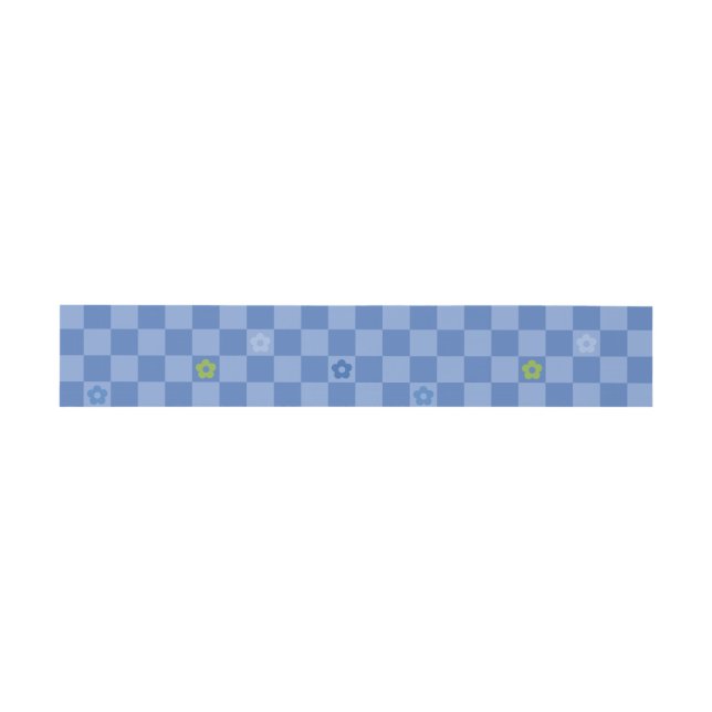 Blumen Karomuster Nr. 01 - Hellblau Einladungsbanderole (Flach)