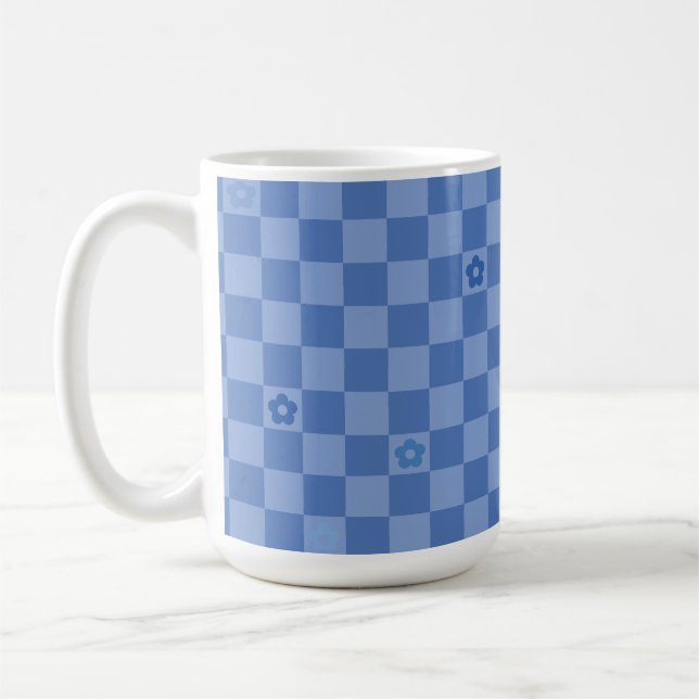 Blumen Karomuster Nr. 01 - Hellblau Kaffeetasse (Links)