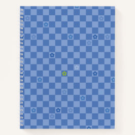 Blumen Karomuster Nr. 01 - Hellblau Notizbuch