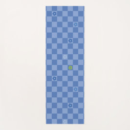 Blumen Karomuster Nr. 01 - Hellblau Yogamatte