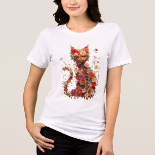 Blumen-Katz-Shirt Süßes ästhetisches Katz-Liebha Tri-Blend Shirt