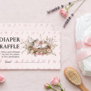 Blumen-Kätzchen-Mädchen-Baby-Party-Windel-Raffle-K Visitenkarte