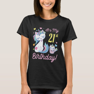 Blumen Katze 21 Jahre Alt Froher Tag Mir Ist Mein T-Shirt