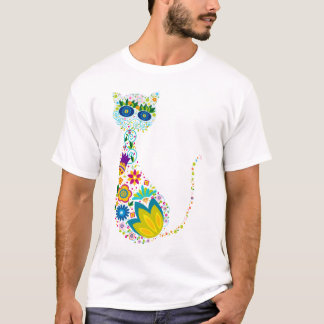 Blumen-Katze T-Shirt