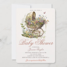 Blumen-Kinderwagen aus Korbgeflecht Mädchen Vintag