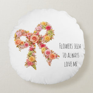 Blumen-Kissenbezug mit Schleife Botanischer Wohn Rundes Kissen