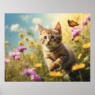 *~*  Blumen Kitty 5:4  Kätzchen Katze Schmetterlin Poster