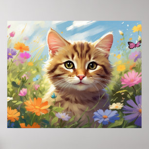 *~* Blumen Kitty Katze 5:4 Kätzchen Schmetterlin Poster