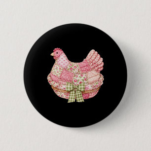 Blumen-Kokette-Schleife-Patchwork-Hühner-Oma Button