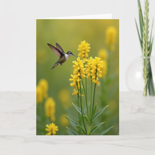 Blumen-Kolibri-Karte Karte (Vorderseite)