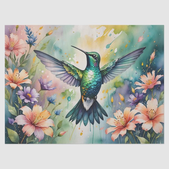 Blumen-Kolibri-Seidenpapier Seidenpapier (Vorderseite)