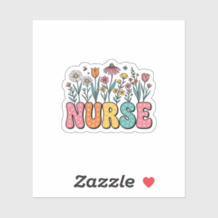 Blumen-Krankenschwester-Blasebuchstabe Vintage-Sti Aufkleber