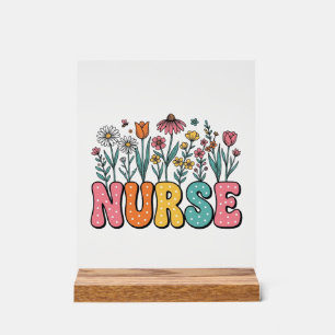 Blumen-Krankenschwester-Blasenbuchstabe Vintage-St Acrylschild