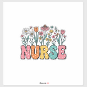 Blumen-Krankenschwester-Blasenbuchstabe Vintage-St Aufkleber