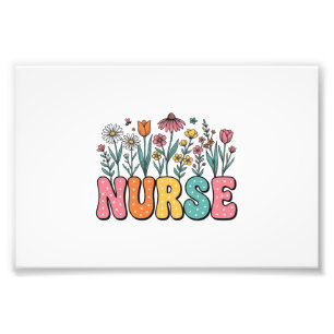 Blumen-Krankenschwester-Blasenbuchstabe Vintage-St Fotodruck