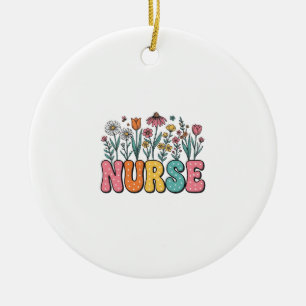 Blumen-Krankenschwester-Blasenbuchstabe Vintage-St Keramik Ornament