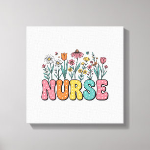 Blumen-Krankenschwester-Blasenbuchstabe Vintage-St Leinwanddruck