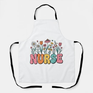 Blumen-Krankenschwester-Blasenbuchstabe Vintage St Schürze