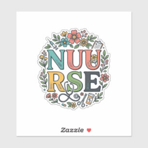 Blumen-Krankenschwester-Shirt-Design Vintage Mediz Aufkleber