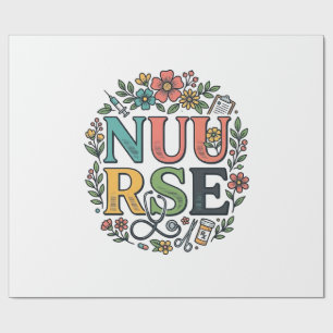 Blumen-Krankenschwester-Shirt-Design Vintage-Mediz Geschenkpapier