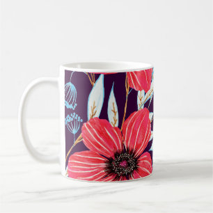 Blumen-Kräuter-Skizze, Marker Nahtlos. Kaffeetasse